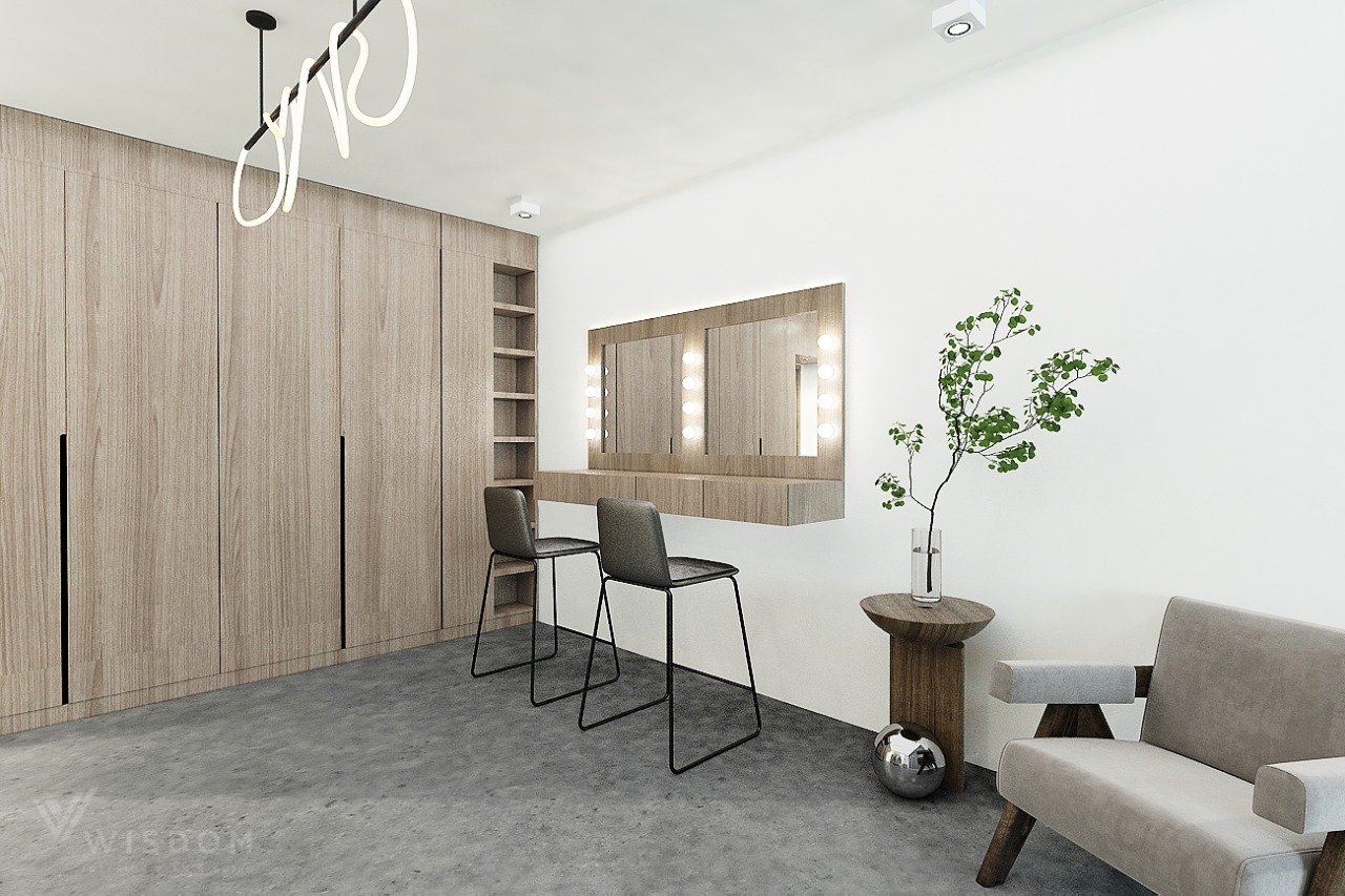 desain interior dan bangunan studio/wardrobe oleh GV Design Surabaya